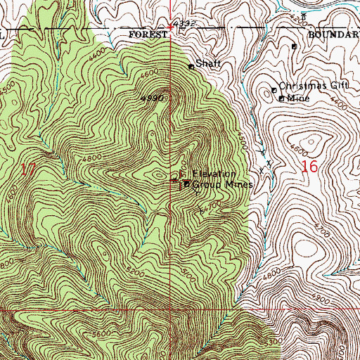 Topographic Map of Elevation Group Mines, AZ