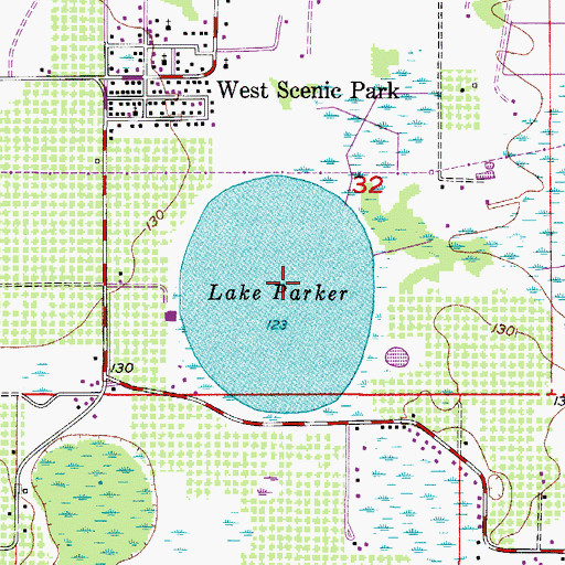 Topographic Map of Lake Parker, FL