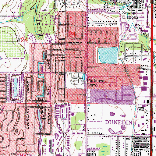 Topographic Map of Parklawn Memorial Cemetery, FL