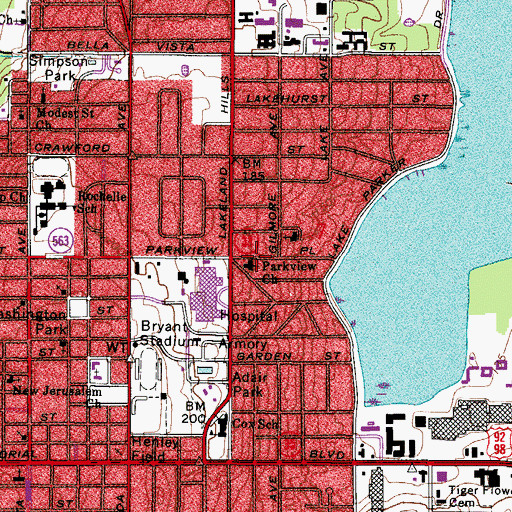 Topographic Map of Parkview Church, FL