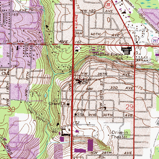 Topographic Map of Parkview Baptist Church, FL
