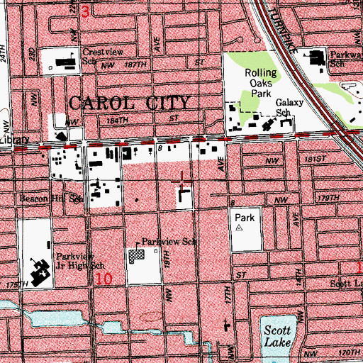 Topographic Map of Parkway Church, FL