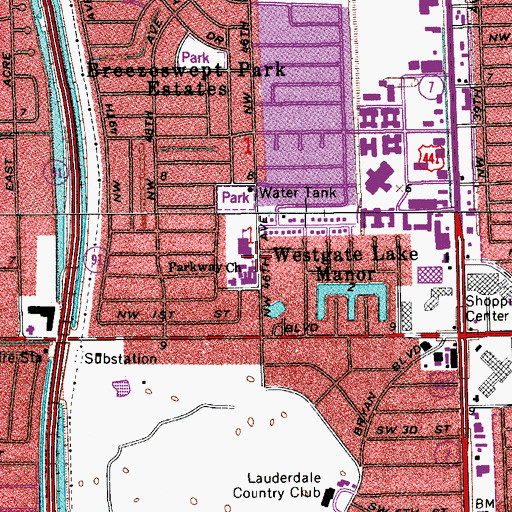 Topographic Map of Parkway Church, FL