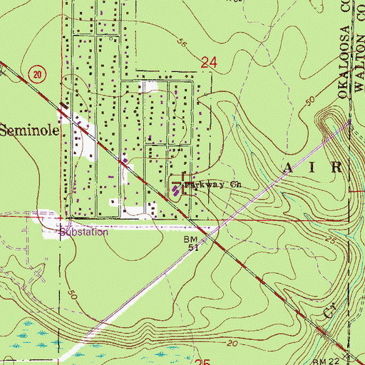 Topographic Map of Parkway Church, FL