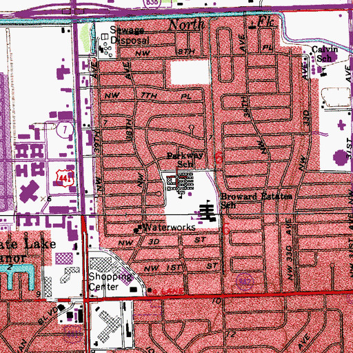 Topographic Map of Parkway Middle School, FL