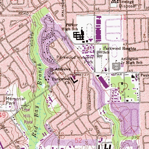 Topographic Map of Parkwood Church, FL