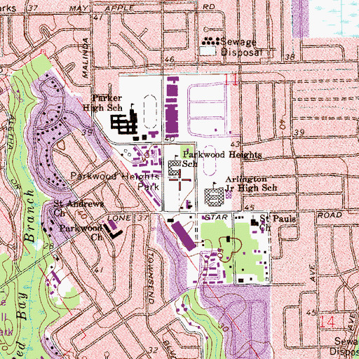Topographic Map of Parkwood Heights Park, FL