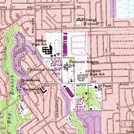 Topographic Map of Parkwood Heights Elementary School, FL