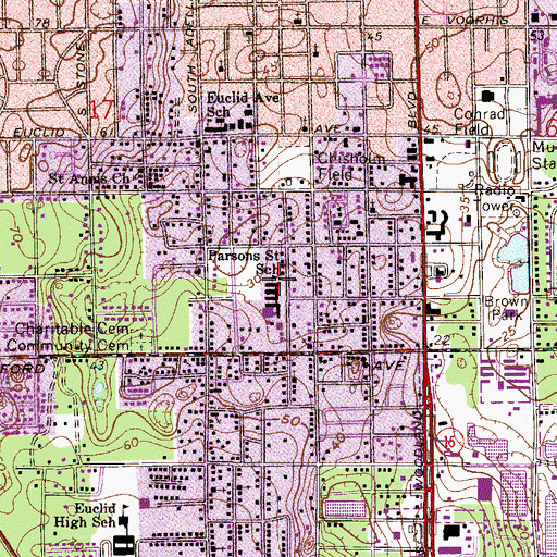 Topographic Map of Parsons Saint School, FL