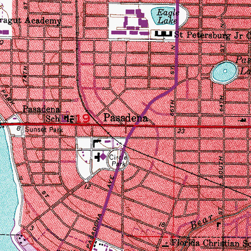 Topographic Map of Pasadena, FL