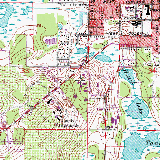 Topographic Map of Pasco High School, FL