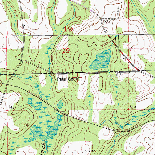 Topographic Map of Pate Cemetery, FL