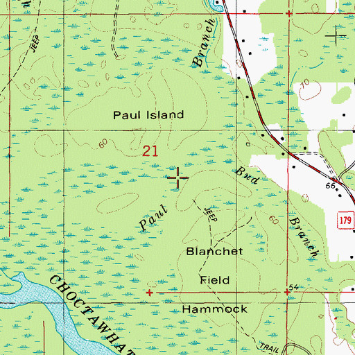 Topographic Map of Paul Branch, FL