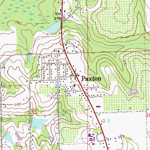Topographic Map of Paxton, FL