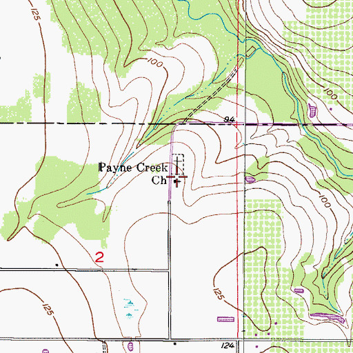 Topographic Map of Payne Creek Church, FL