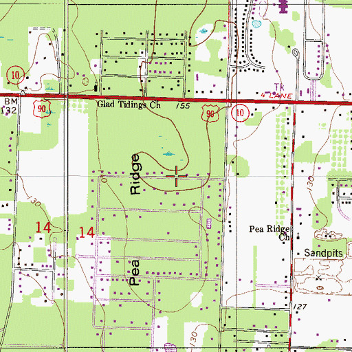 Topographic Map of Pea Ridge, FL