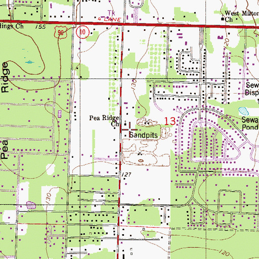 Topographic Map of Pea Ridge Church, FL