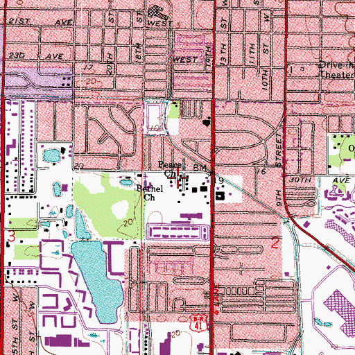 Topographic Map of Peace Church, FL