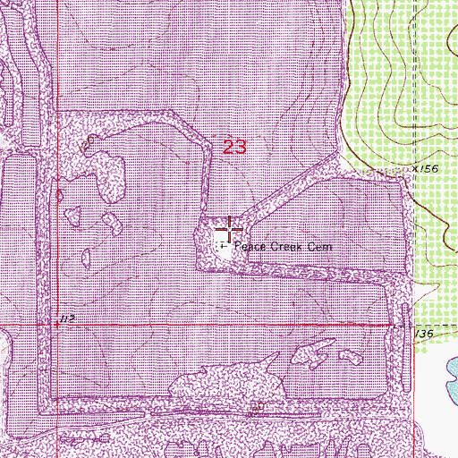 Topographic Map of Peace Creek Cemetery, FL