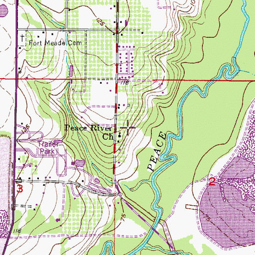 Topographic Map of Peace River Church, FL