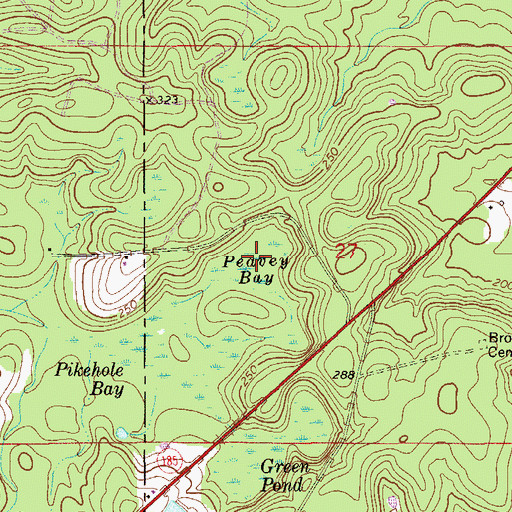 Topographic Map of Peavey Bay, FL
