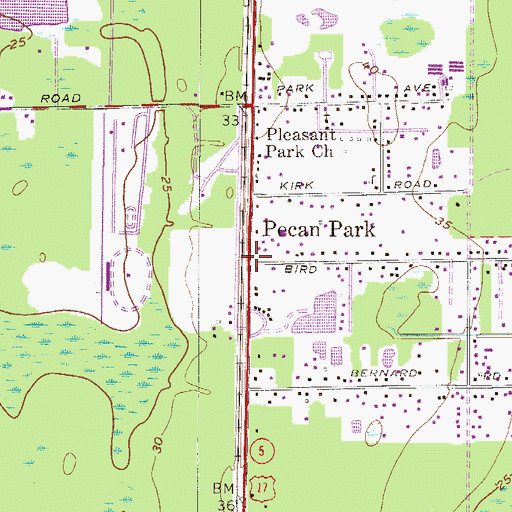 Topographic Map of Pecan Park, FL