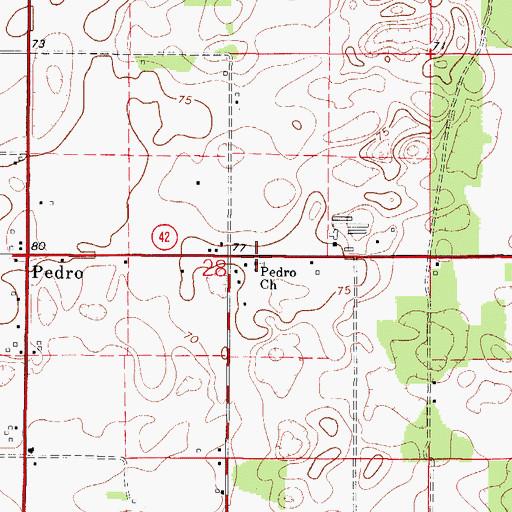 Topographic Map of Pedro Baptist Church, FL