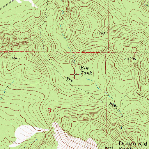 Topographic Map of Elk Tank, AZ