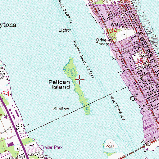 Topographic Map of Pelican Island, FL