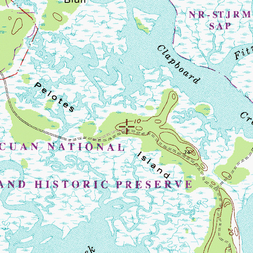 Topographic Map of Pelotes Island, FL