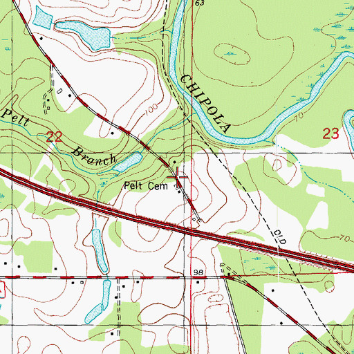 Topographic Map of Pelt Cemetery, FL