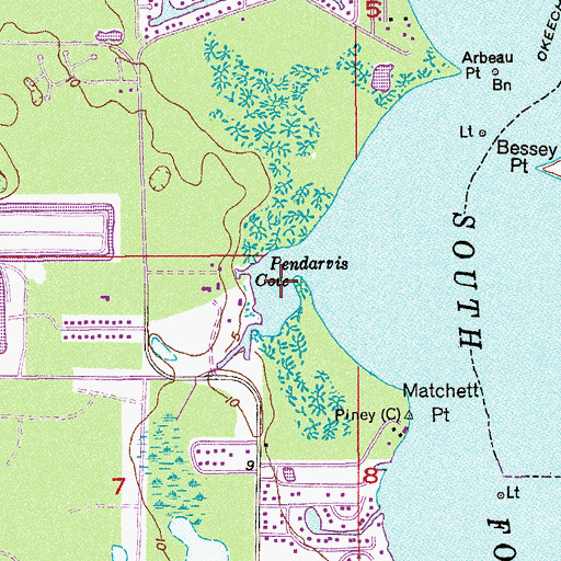 Topographic Map of Pendarvis Cove, FL