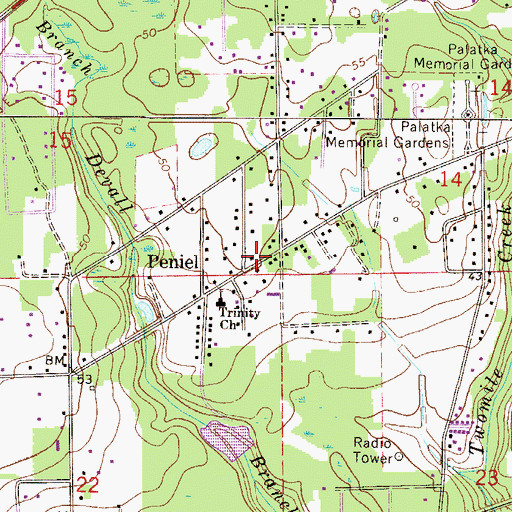Topographic Map of Peniel, FL