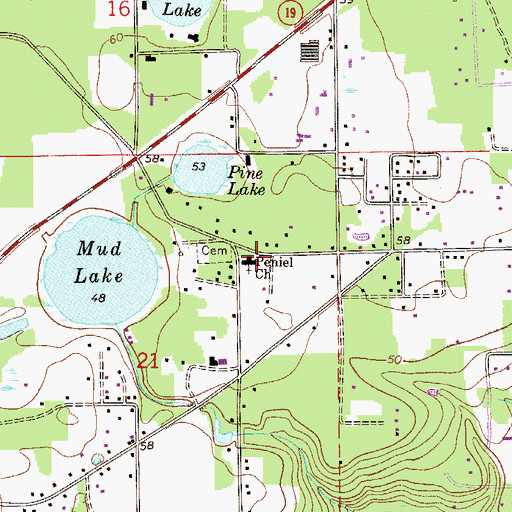 Topographic Map of Peniel Church, FL