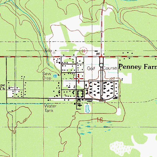 Topographic Map of Penney Farms, FL