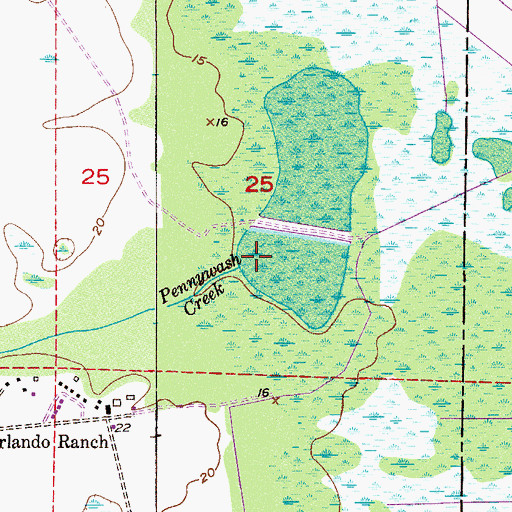 Topographic Map of Pennywash Creek, FL