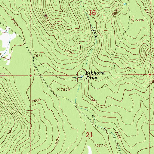 Topographic Map of Elkhorn Tank, AZ