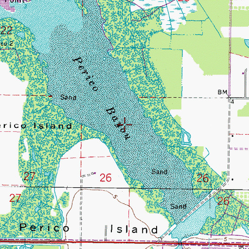 Topographic Map of Perico Bayou, FL