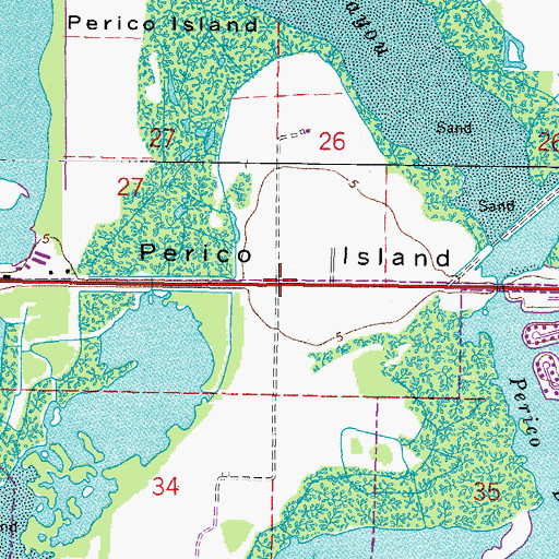 Topographic Map of Perico Island, FL