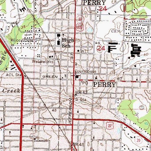 Topographic Map of Perry, FL