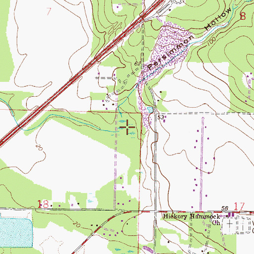 Topographic Map of Persimmon Hollow, FL