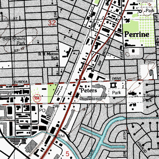 Topographic Map of Peters, FL