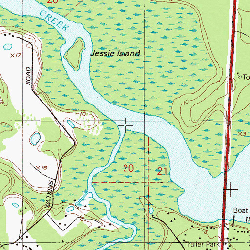 Topographic Map of Peters Creek, FL