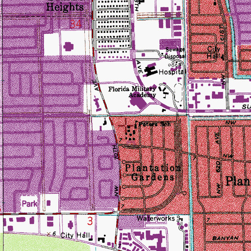 Topographic Map of Peters Elementary School, FL