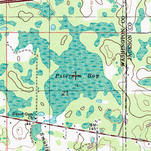 Topographic Map of Peterson Bay, FL