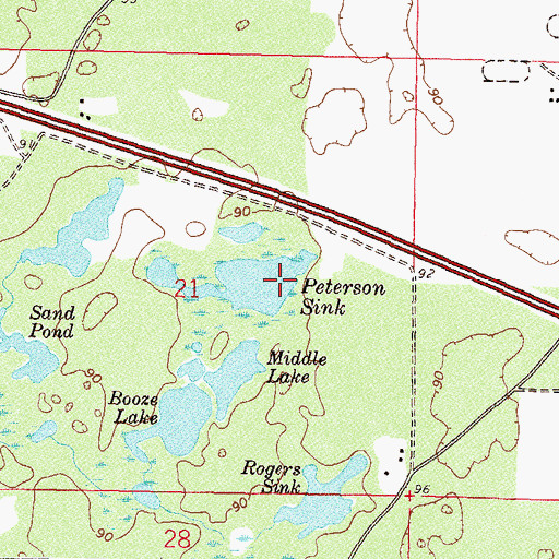 Topographic Map of Peterson Sink, FL