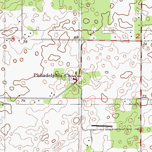 Topographic Map of Philadelphia Church, FL