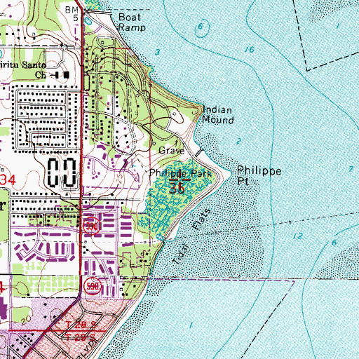 Topographic Map of Philippe Park, FL