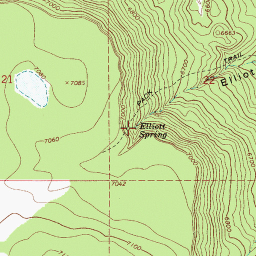 Topographic Map of Elliott Spring, AZ