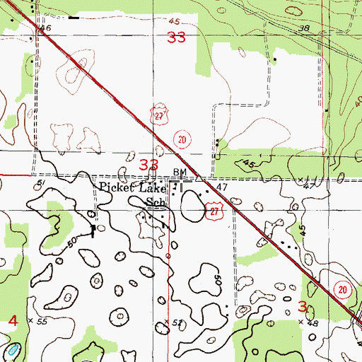 Topographic Map of Picket Lake School, FL